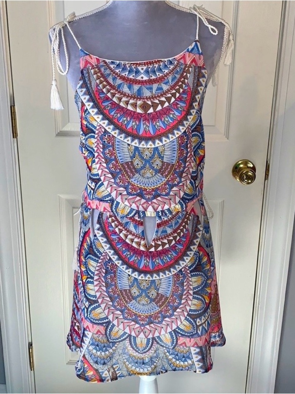 Earthbound Geometric Rope-Tie Cut-Out CoverUp Dress, Size XXL, NWT.